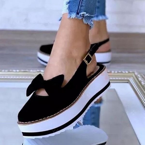

dress shoes woman flats 2021 summer pu leather vintage sandals buckle casual sewing female ladies platform retro sandalias plus 35-44, Black