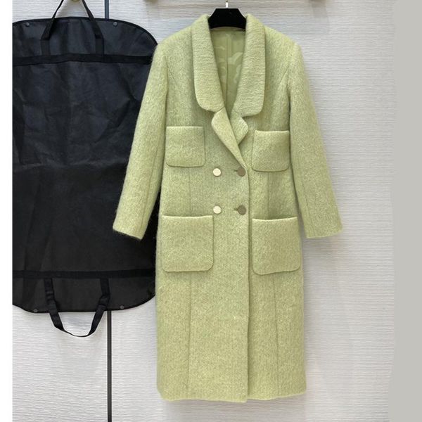 

women's wool & blends 2021 spring women jacket casual oversized turn down collar long coat female thick warm 100% woolen fashion clothe, Black