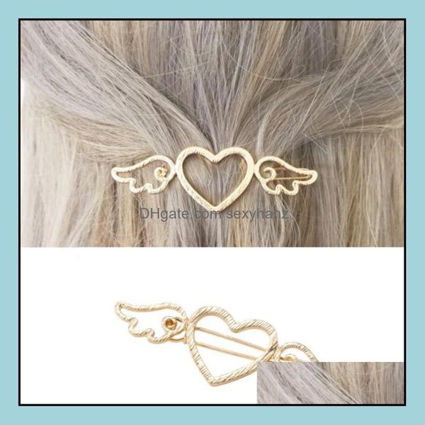 

hair clips & barrettes jewelry s870 fashion womens barrette hollowed-out love cupid wings frog clip hairpin pin lady drop delivery 2021 d7ay, Golden;silver