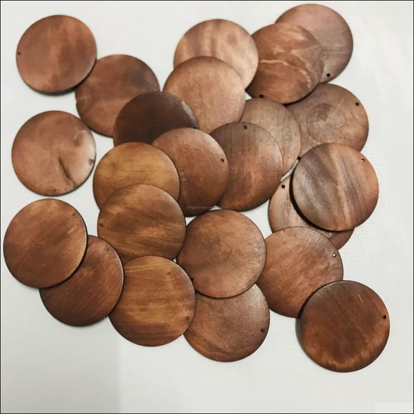 Portachiavi Gioielli 2021 Spot Commercio all'ingrosso 5Cm Pezzi di legno rotondi Blues Catena Chipsewood Pezzi Perlina Decorazione fai da te Con accessori marroni Goccia Del