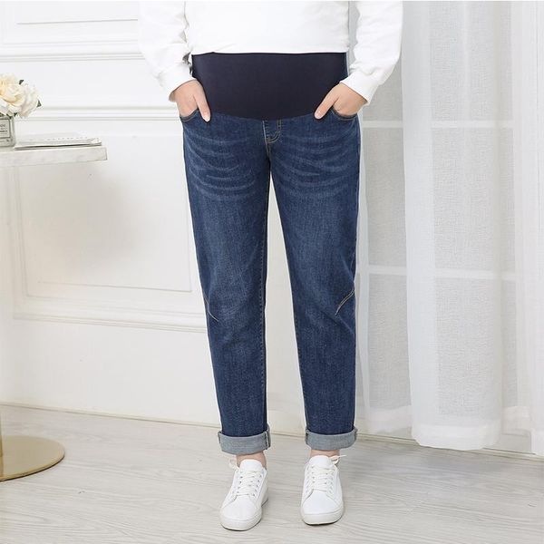 

maternity jeans fashion nine-point trousers thin straight large size 150 kg loose carrot pants bottoms, White