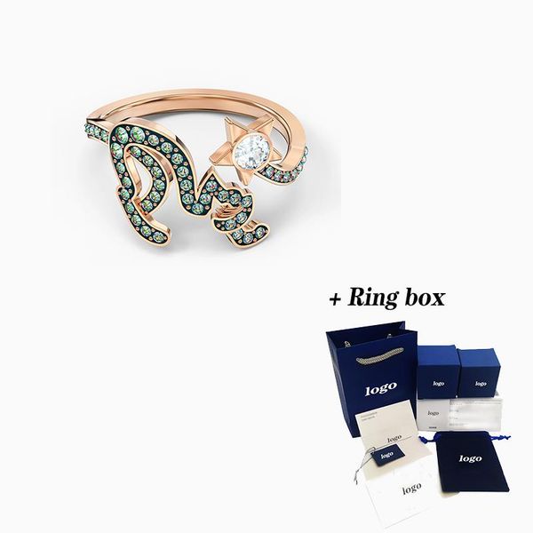 

cluster rings fashion swa cattitude ring charming cat line decoration rose gold ladies engagement high-end jewelry gift, Golden;silver