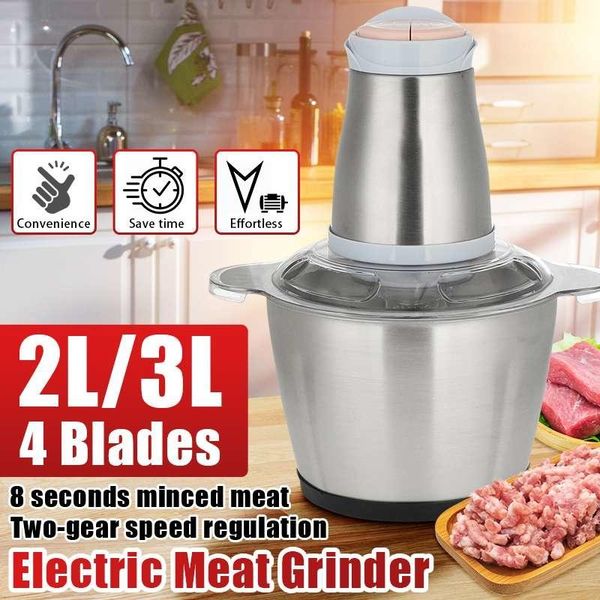 

meat grinders 250w 3l 2speed stainl steel electric chopper grinder mincer food procor slicer egg beater vegetable