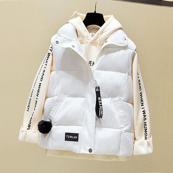 

women's vests winter black cropped vest coat women 2021 fashion warm sleeveless parkas high collar waistcoat female casual outerwear ch, Black;white