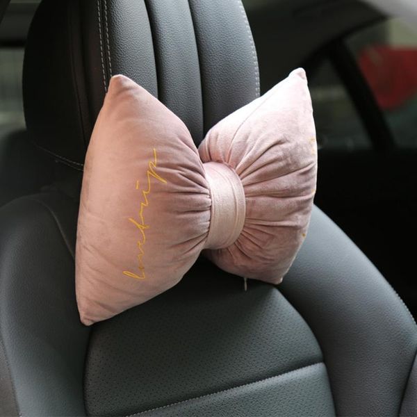 

seat cushions nordic car headrest neck protection cushion bow stamping fashion