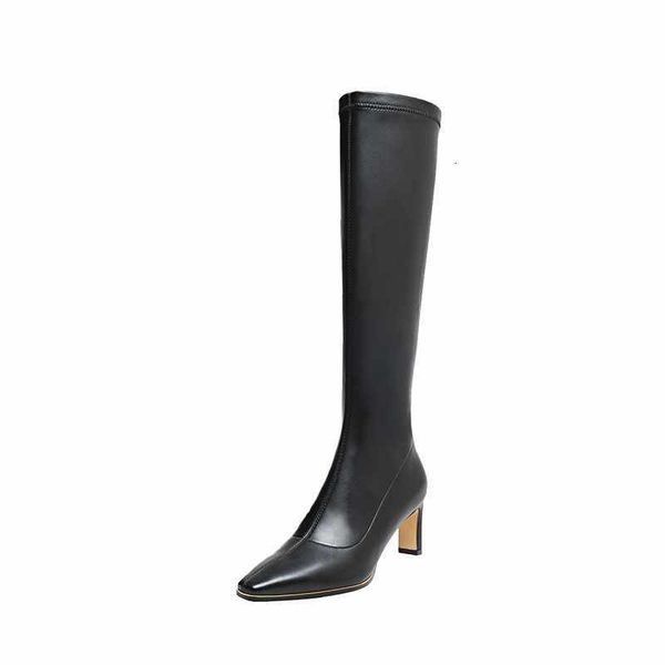 

boots krazing pot equestrian boots high street fashion modern heel small square toe zipper elegant lady cozy knee l7f5 0kze, Black