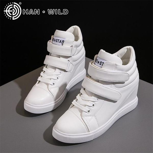 

boots women wedge platform autumn fashion sneakers ladies high hidden heel shoes ankle casual, Black