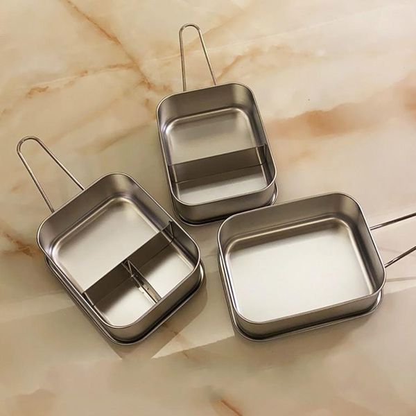 

dinnerware sets stainless steel lunch container simple compartments kitchen box storage eco friendly boite alimentaire ac50lb