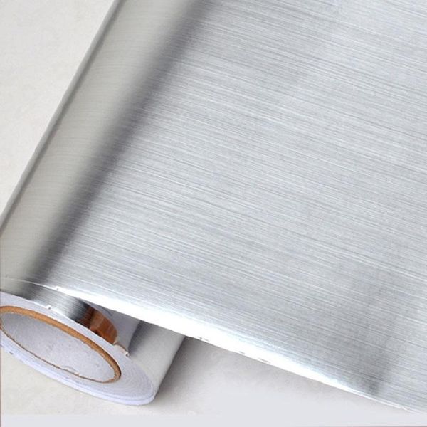 

wallpapers kitchen brushed metallic wall sticker self adhesive wallpaper dishwasher stainless steel peel and contact paper