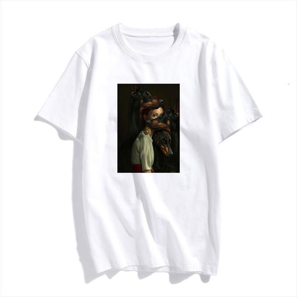 

retro style woman with mens t shirts dog tee summer female short sleeve for and women clothing ulzzang harajuku, White;black