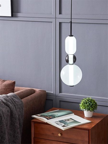 

nordic colored gourd ball shade pendant lights bedroom restaurant modern bar living room glass led decoration hanging lamps