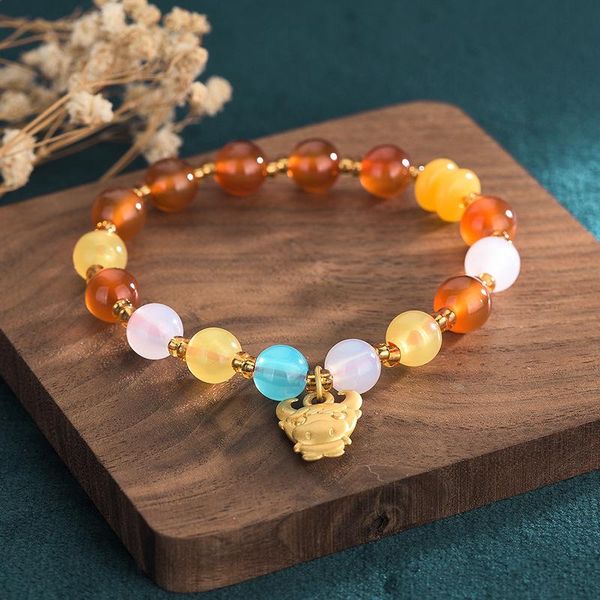 

charm bracelets for men chinese style ceramics hand rope knitting literature forest women gemstone man bracelet, Golden;silver