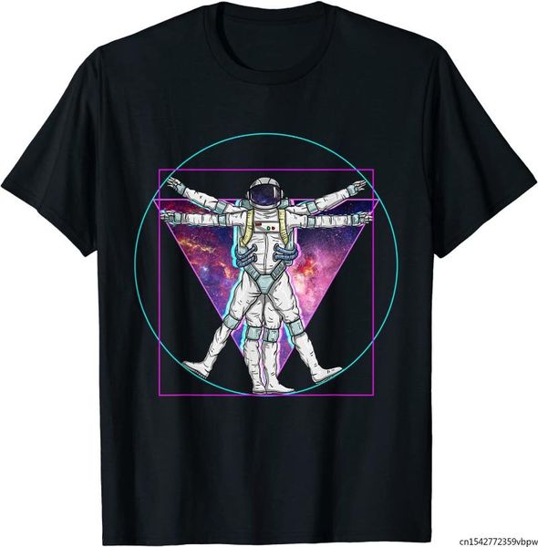 

men's t-shirts vaporwave astronaut vitruvian man pastel goth space art t-shirt, White;black