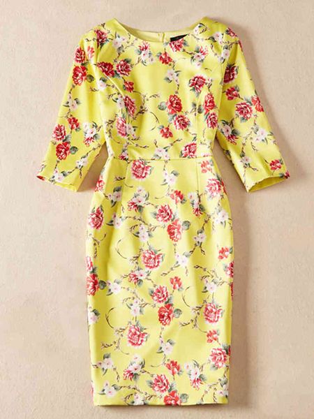 

casual dresses flower-patterned flower, ladies'sheaths around her neck, tiny yellow dress. zhdy, Black;gray