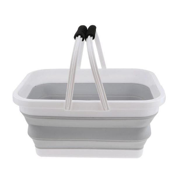 

storage baskets 12l portable folding silicone bucket square barrel fishing car wash bathroom kitchen laundry basket basin cleaning tools