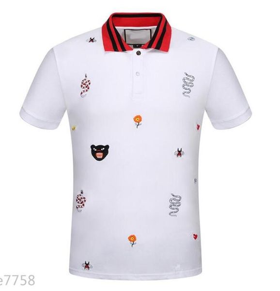 

2021 designer polo shirts men luxury polos casual mens t shirt snake bee letter print embroidery fashion high street man tee#014, White;black
