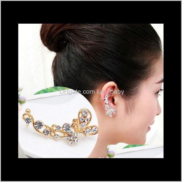 

cuff earrings jewelry butterfly for girls/ladies sier gold tone rhinestone crystal cluster ear bone cuffs drop delivery 2021 cdakx, Silver