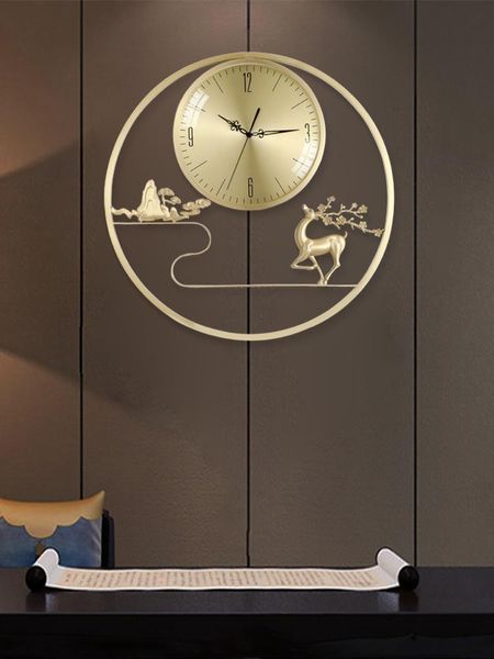 

wall clocks deer clock copper classical chinese luxury living room silent retro horloge murale decoration ad50wc