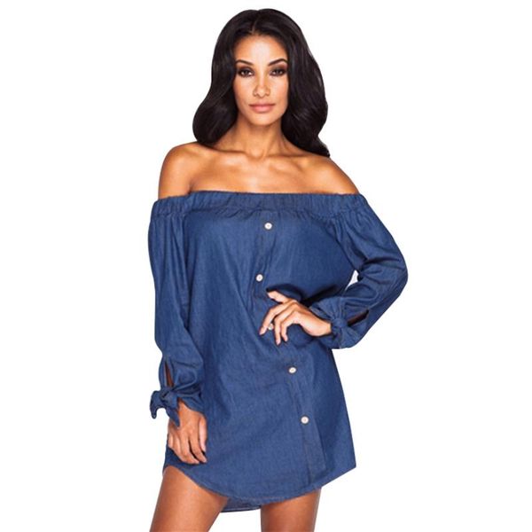 

casual dresses autumn dress 2021 women jeans for plus size clothing fall blue long sleeve shirt, Black;gray