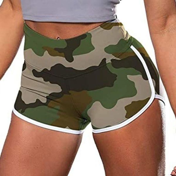 

women plus size camouflage shorts ruched bulift sport gym bottom elastic high waist dolphin striped leggings women's, White;black