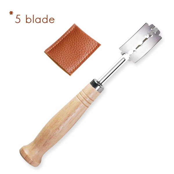 

baking tool 5 blades curved bread knife pastry maker with leather protective cover household kitchen utensils & tools