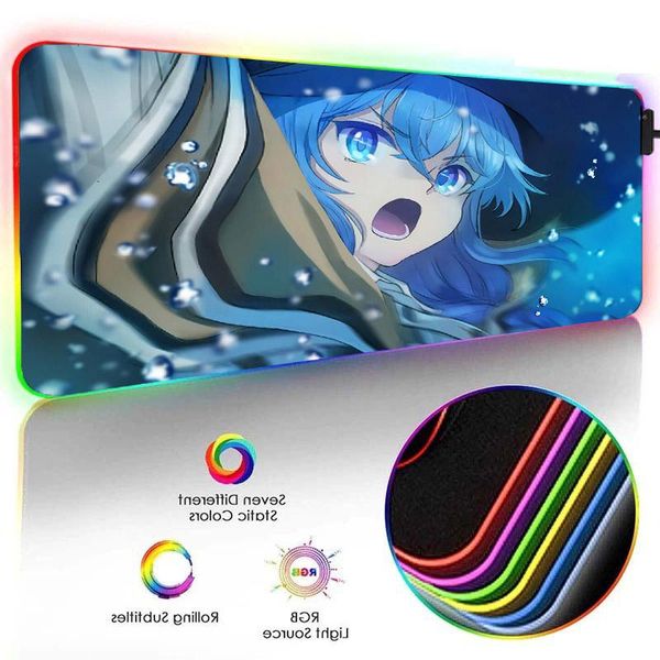 

mouse pads & wrist rests anime keycaps pad rgb with usb port mini pc mousepad office gaming accessories computer keyboard mat led lights xxl