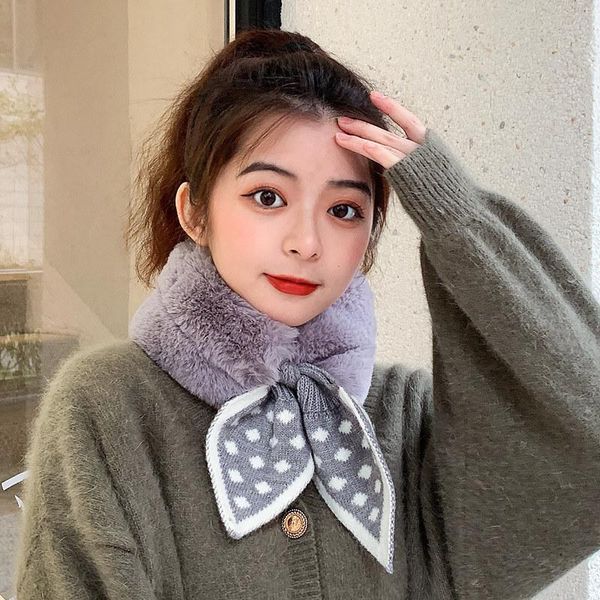 

scarves winter women girls luxury solid soft faxu fur thick warm scarf sweet lovely shawls neck bandana, Blue;gray