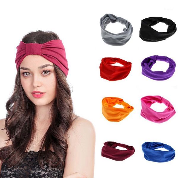 

elastic four seasons wide band head with retro headband headwear 8 colors1