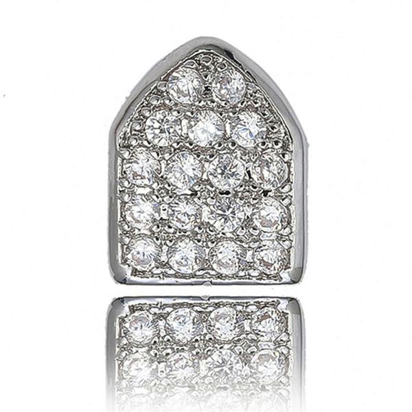 

new micro zircon single gold teeth grillz jewelry hip hop braces, Silver