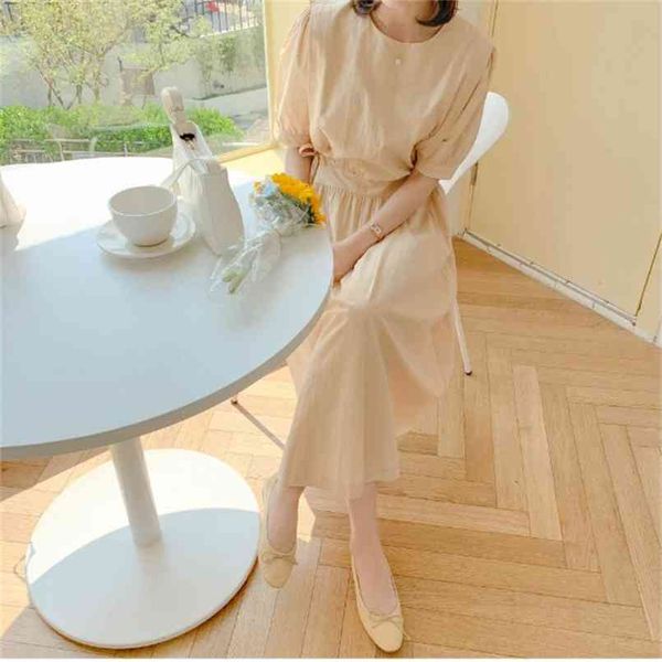 

summer girls dress women cotton casual short sleeve es female vintage solid whitedress boho robe femme vestido 210423, White