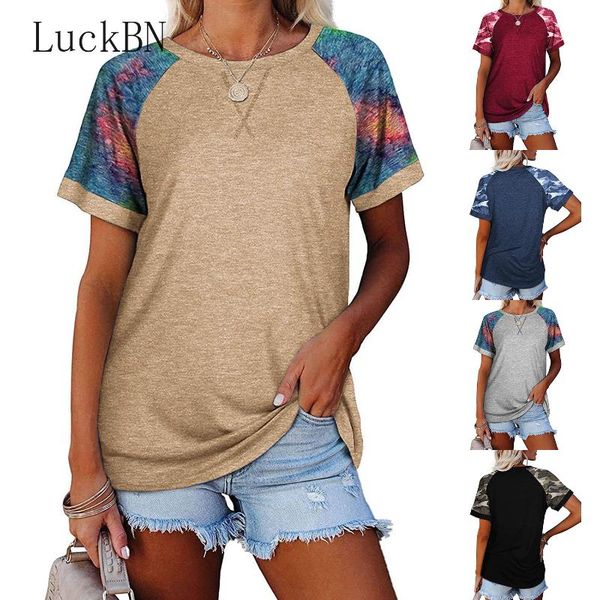 

women's t-shirt 2021 summer women camouflage patchwork casual o-neck short sleeve tee female pullover t shirts plus size 3xl, White