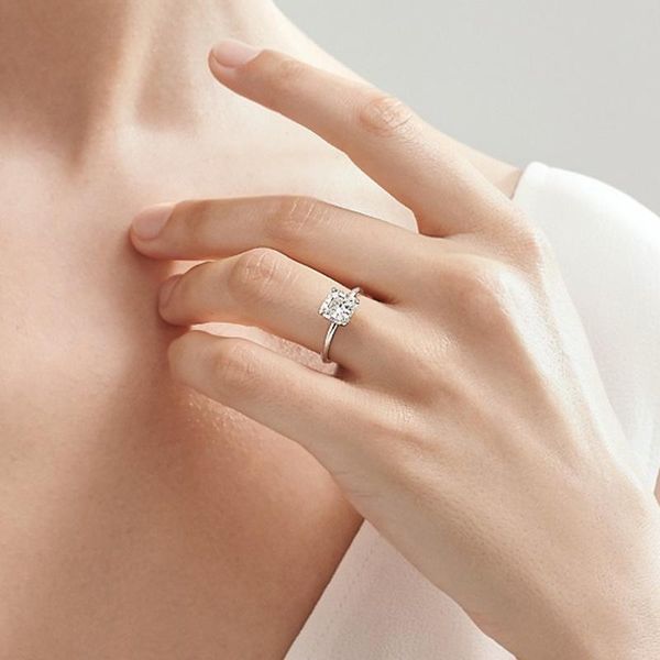 

cluster rings silver 925 jewelry ring anillos de bizuteria diamond stone fine bijoux femme wedding gemstone with cushion zirconia, Golden;silver
