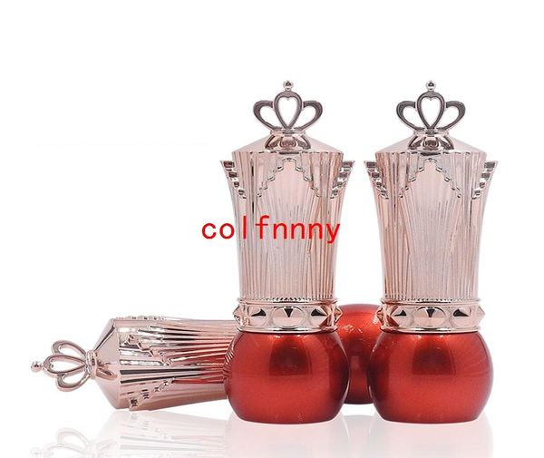 

100pcs/lot fast 12.1mm lipstick container with crown lid red gold lip gloss tube bottle storage bottles & jars