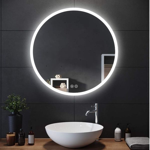 

mirrors circle wall mirror with led light round for entryways, washrooms, living rooms smart