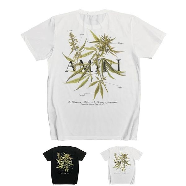 

amir i street fashion us amiry bamboo leaf letter printing ins casual hip hop high street short sleeve t-shirt men nmrt, White;black