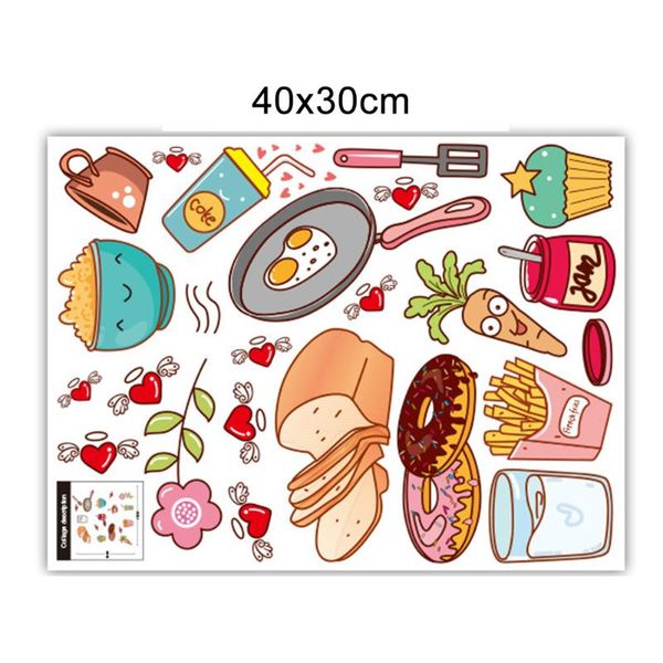 

restaurant removable art wall sticker scrapbook non-toxic kitchen home diy cartoon fridge cute decorative self adhesive stickers