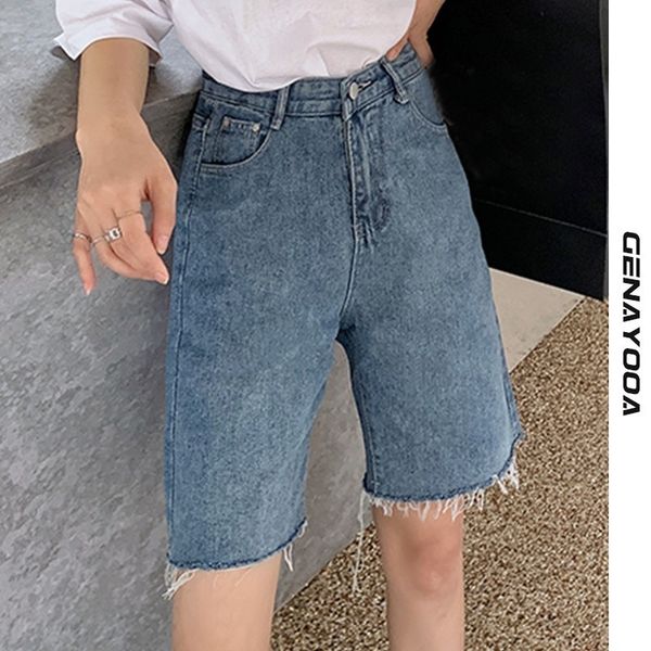 

genayooa summer jean women casual loose high waist korean style denim jeans ladies shorts pants 210417, White;black