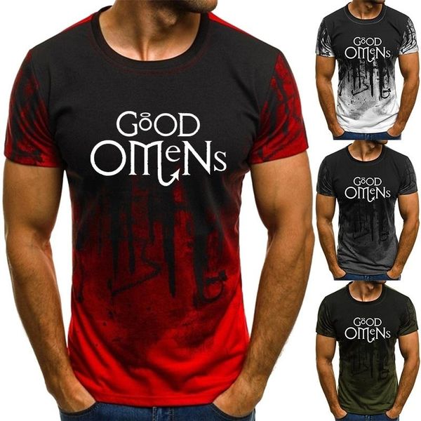 

men's t-shirts arrival good omens letter print men t-shirt summer fashion short sleeve compression t shirts couple hipster hip hop cool, White;black