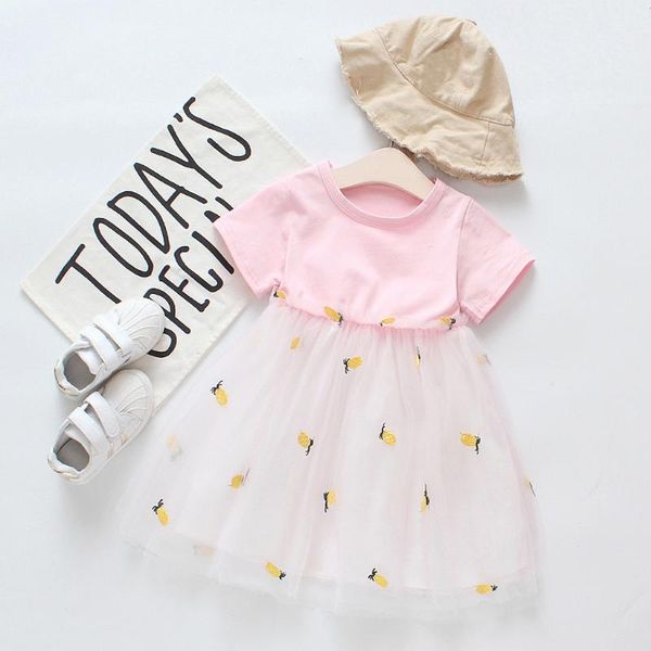 

summer dress toddler kids clothes girls short sleeve pineapple tutu princess leisure vestidos girl's dresses, Red;yellow