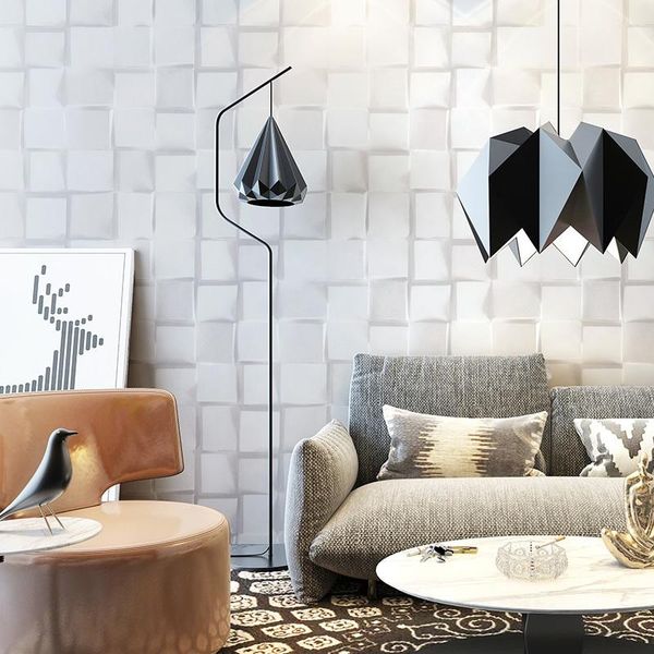 

wallpapers pared vinilos modern black grey 3d grid wall papers home decor pvc wallpaper roll for walls contact paper deco mural positano