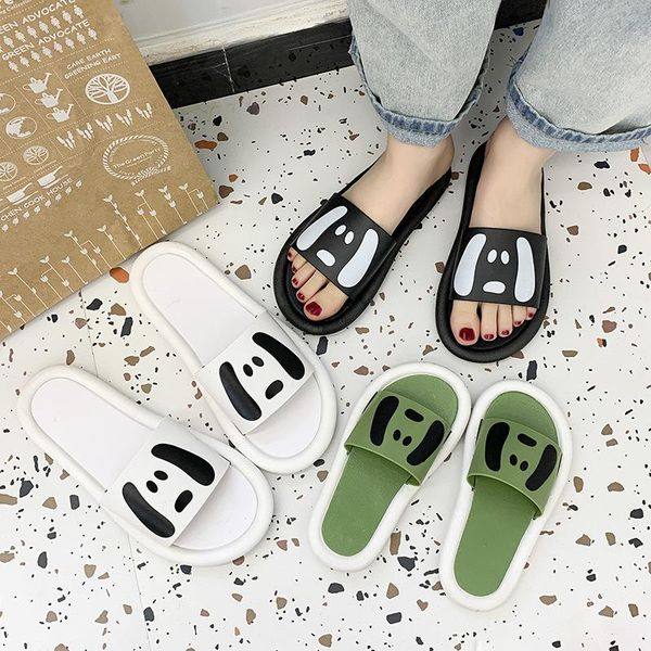 

slippers female summer wear flat-bottomed hong kong style student casual indoor girls bedroom puppy cartoon, Black