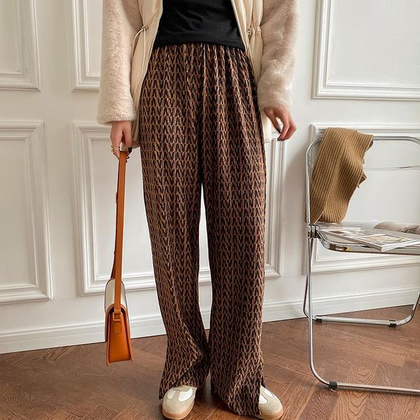 

qooth wide leg pants woman loose elastic high waist for women casual clothes velvet fashion trousers streetwear qt407 women's & capris, Black;white