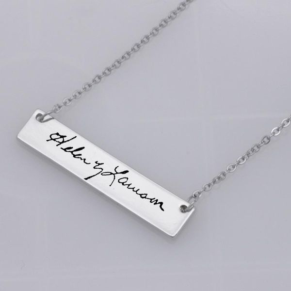 

chains vintage stainless steel lettering long necklace dog tag men and women, Silver