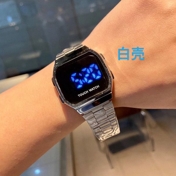 Mode Voll Marke Armbanduhren Frauen Männer TOUCH Blaue LED-Anzeige Elektronische Digital Stil Stahl Metall Band Mit Luxus Logo Uhr GA 52