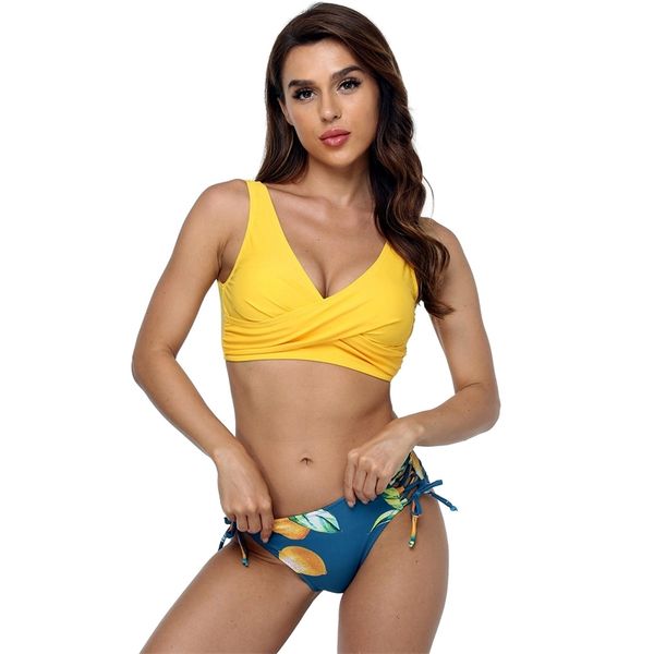 Verão Sexy Biquini Set Imprimir Swimsuit Mulheres S Shell Barrinhas Banheira Banheira Halter Swimwear Swimwear B454 210621