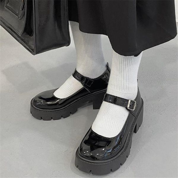 

dress shoes women high heels lolita ladies pumps spring fashion patent leather single platform college student mary jane, Black