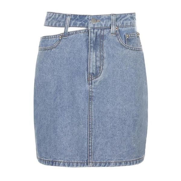 

skirts 2021 summer hollow out denim skirt women high waist bodycon slim mini short above knee jeans, Black