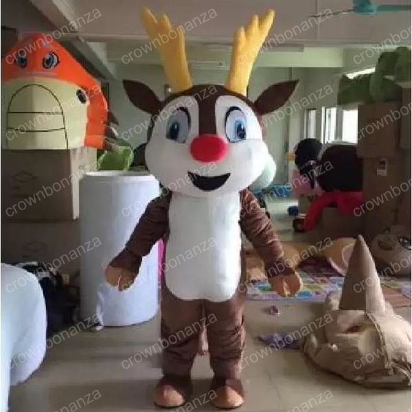 Costume della mascotte del bambino dei cervi di Halloween Vestito del vestito del personaggio dei cartoni animati di alta qualità Formato adulto Vestito all'aperto della festa di compleanno di carnevale di Natale