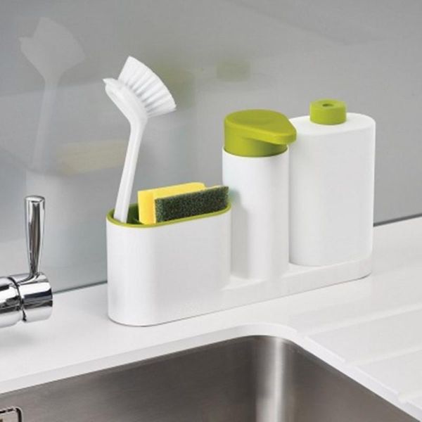 

kitchen storage & organization organizer liquid soap dispenser bottle box withtank cleaning sponge brush holder rack bathroom accessories to