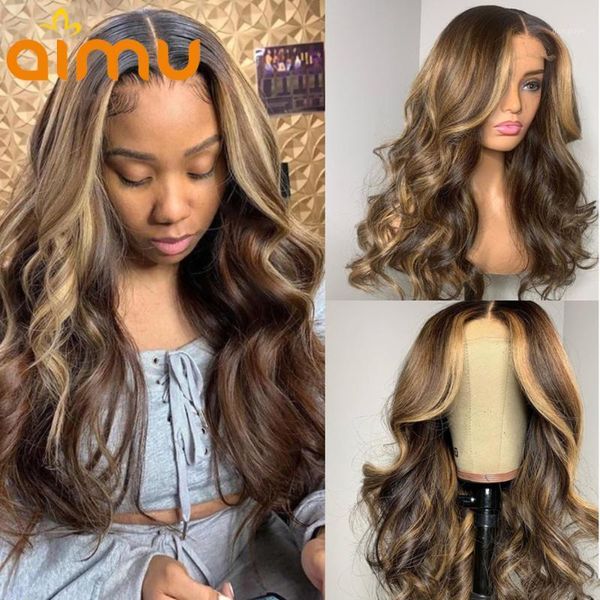 

wavy 8-24" lace frontal ombre colored human hair wigs t part front middle wig for women hd preplucked1, Black;brown